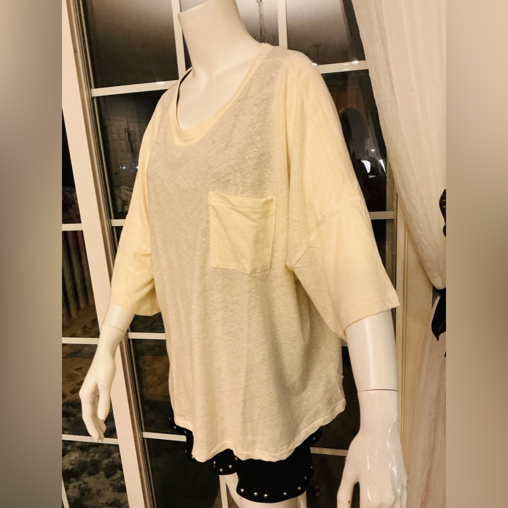 Barefoot Dreams NWT Slub Jersey Lightweight Cream Top Boxy Relaxed Woman 1X